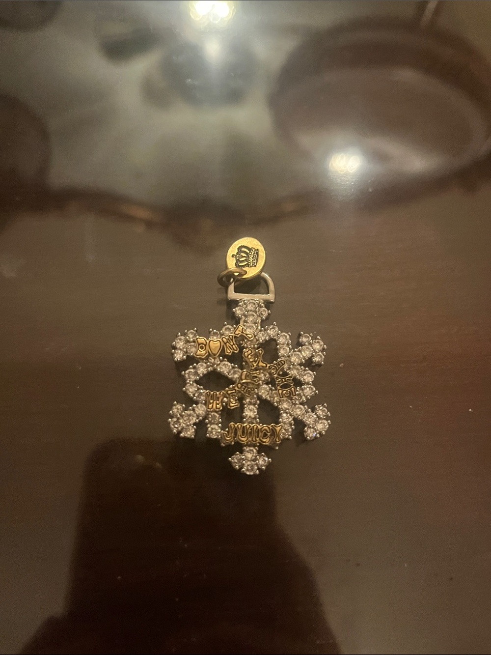 Juicy Couture Gold and Clear Crystal Snowflake Pendant Charm